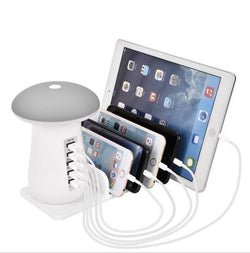 Multi Port Quick charger 3.0 Mushroom Lamp QC3.0 Charge for smart phone  Led Lamp USB Charging Station Dock