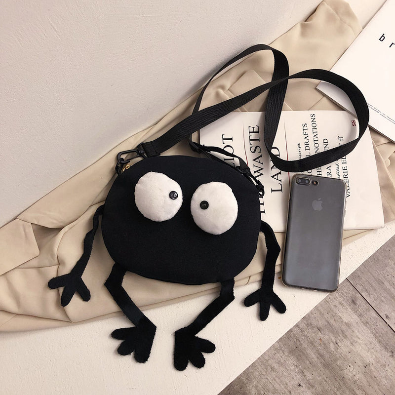 Personality Funny Canvas Small Bag Female New Trendy Korean Version Student Girl One-Shoulder Messenger Small Round Bag