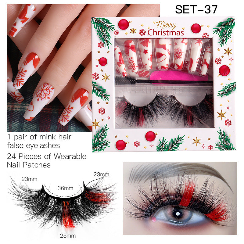 Christmas Nail Enhancement Eyelash Tool Set False Eyelash Decoration Color Mink Hair Beauty Tool