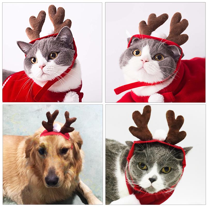 Christmas Dog Headbands Antlers Pet Supplies Dog Cat Deer Headband Decoration Teddy Dog Antlers Dog Gentleman Headdress