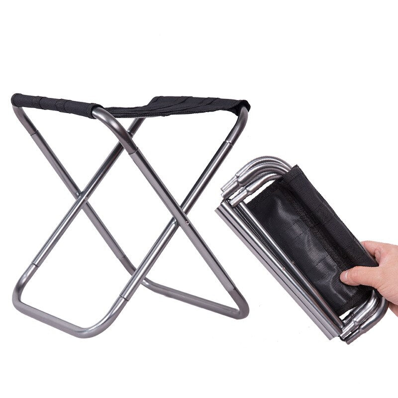 25*22.5*27cm Outdoor Aluminum Folding Stool Chair Small Fishing Stool Chair Portable Camping Outdoor Fishing Chair Fishing Tool
