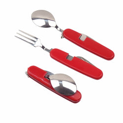 1PC/Set Outdoor Tableware Stainless Steel Spoon/Fork/Knife/Bottle Opener 4 in 1 Folding Cutlery Set Multifunctional