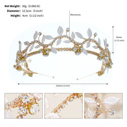 New Rhinestone Leaf Bride's Hair Decoration Japanese Korean Headwear Metal Hair Clip Hand Woven Crown Headband