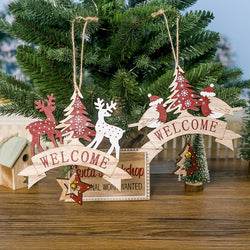 Christmas Decorations Wooden Letter Printed Christmas Tree Elk Birds Bells Hanging Pendant Christmas Tree Decorations Ornaments