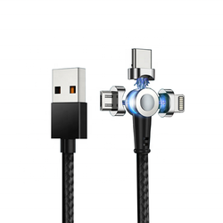 Rotate 180 degree Magnetic USB Cable 5A Fast Charging USB C Charger Micro USB Type c Cable For Xiaomi mi Huawei