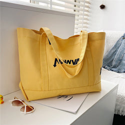 Canvas Bag Women's One-Shoulder Large Capacity Japanese Ins Trend Students Literary Black Fashion Handbag