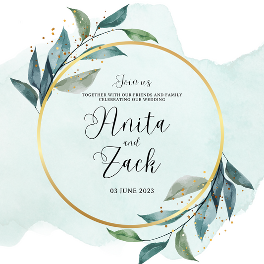 Green and White Watercolor Wedding Rustic Invitation Template