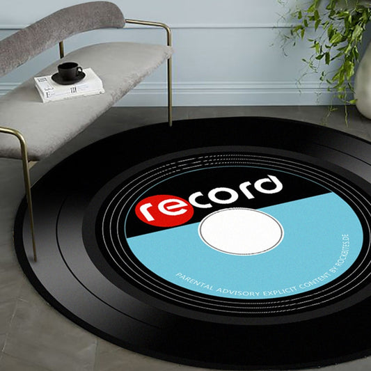 Personality Round Vintage Carpet Music Vinyl Record Design Floor Mat Room Anti-Slip Rug Chair Floor Mat 3D Carpet Mat Home Decor