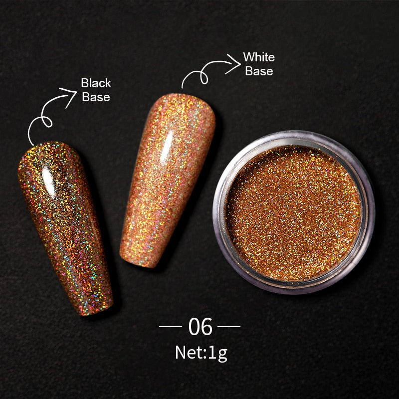 1 Box Hot Sale Holographics Nail Powders Laser Shiny Nail Glitters Dust Decorations For Nail Art Chrome Pigment DIY Accessories