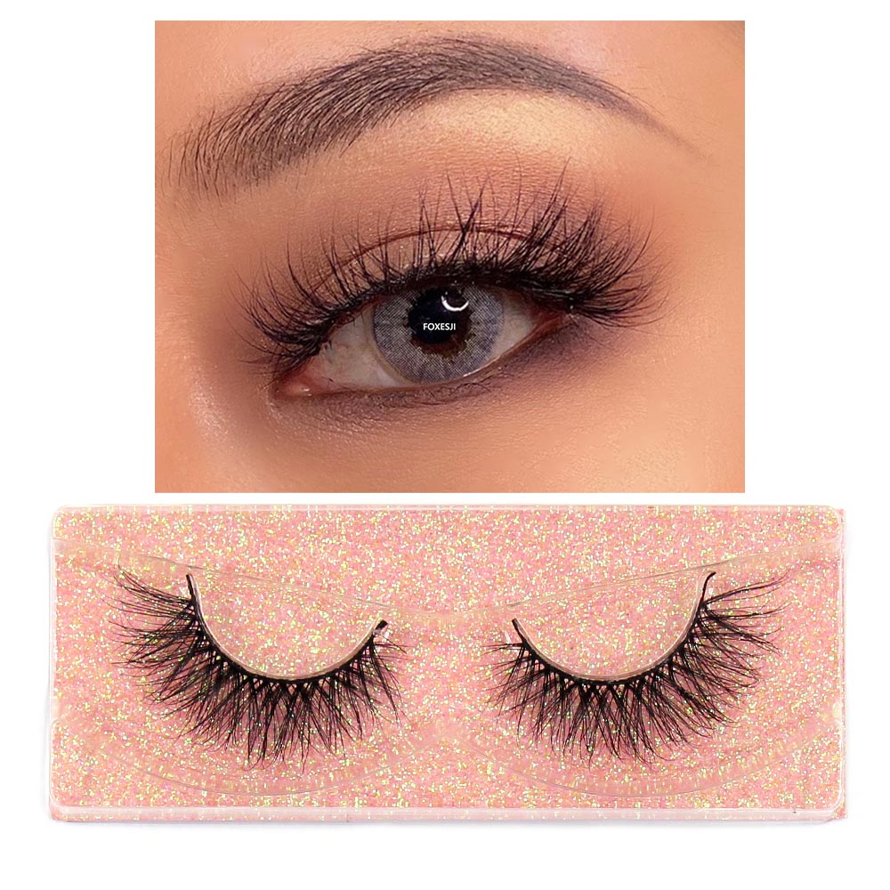 FOXESJI Mink Lashes Eyelashes Fluffy Natural Soft Cross False Eyelashes Eyelash Extension Volume 3D Mink Lashes Eyelashes Makeup