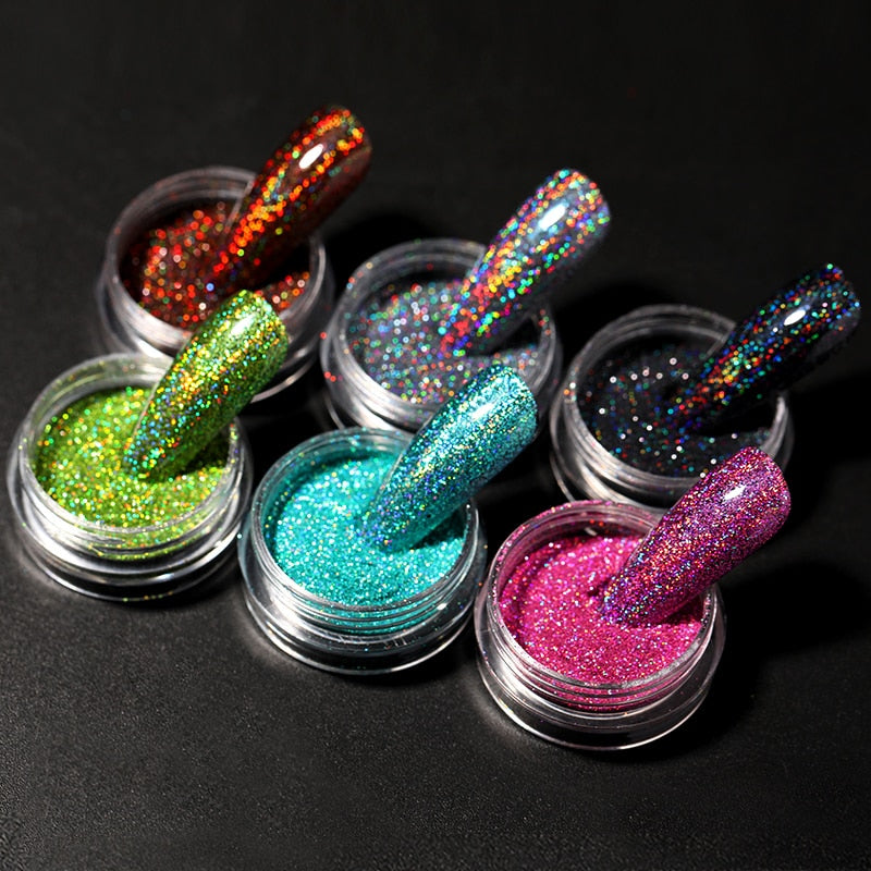 1 Box Hot Sale Holographics Nail Powders Laser Shiny Nail Glitters Dust Decorations For Nail Art Chrome Pigment DIY Accessories