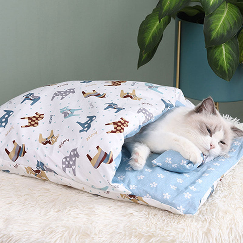 Newest Warm Cat Sleeping Bag Removable Cat Bed Winter Warm Cat House Small Pet Bed