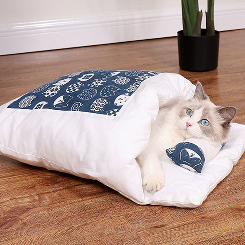 Newest Warm Cat Sleeping Bag Removable Cat Bed Winter Warm Cat House Small Pet Bed