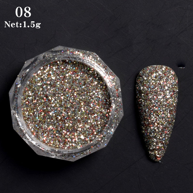 1 Box Hot Sale Holographics Nail Powders Laser Shiny Nail Glitters Dust Decorations For Nail Art Chrome Pigment DIY Accessories