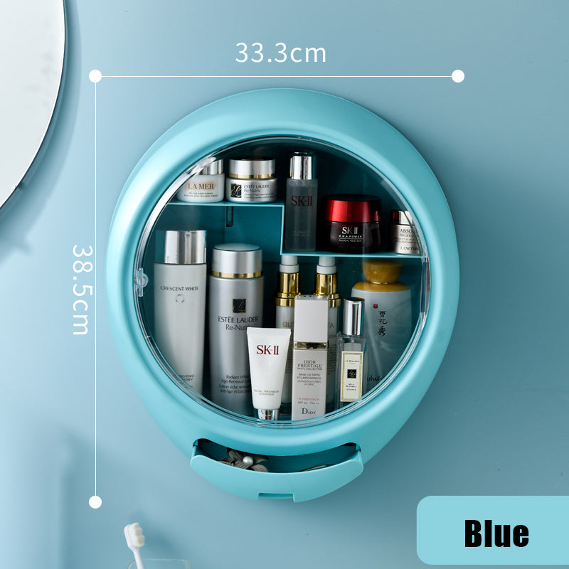 Bathroom Wall-mounted Makeup Organizer Punch-free Large Capacity Jewelry Cosmetic Storage Box Women Skin Care Beauty Rack