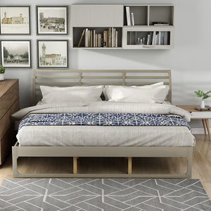Wood Platform Bed With Headboard