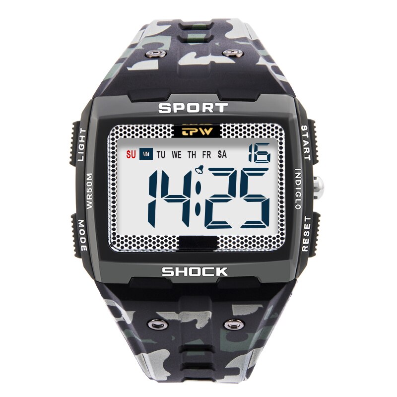 Men Sport Watch Multifunction Stopwatch Fitness Alarm Clock 5Bar Waterproof BackLight Square Digital Watches Relogio Masculino
