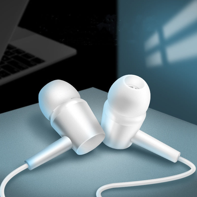 Wired earphone 3.5mm Earbud With Mic Volume Control waterproof Music Gaming In-ear Sport Headset off white Earbuds for music MP3