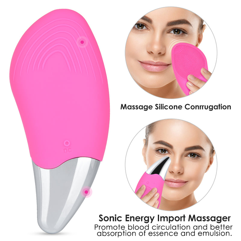 Facial Cleansing Brush Rechargeable Waterproof Silicone Face Brush Sonic Vibration Deep Cleaning Blackhead Remover Anti Aging
