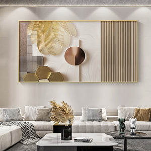 Luxurious Nordic Gold Accent Canvas Art