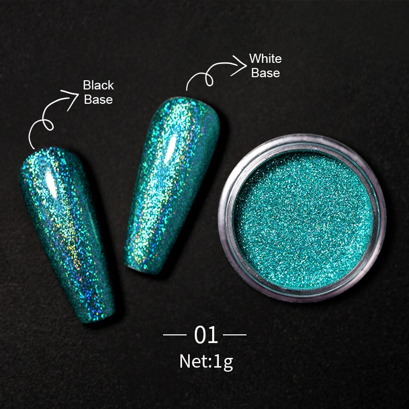 1 Box Hot Sale Holographics Nail Powders Laser Shiny Nail Glitters Dust Decorations For Nail Art Chrome Pigment DIY Accessories