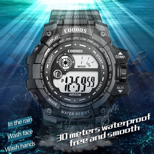 Cool Luminous Men Sport Watch High-end Silicone Strap Military Wrist Watch Led Calendar Waterproof Digital Watch reloj de hombre