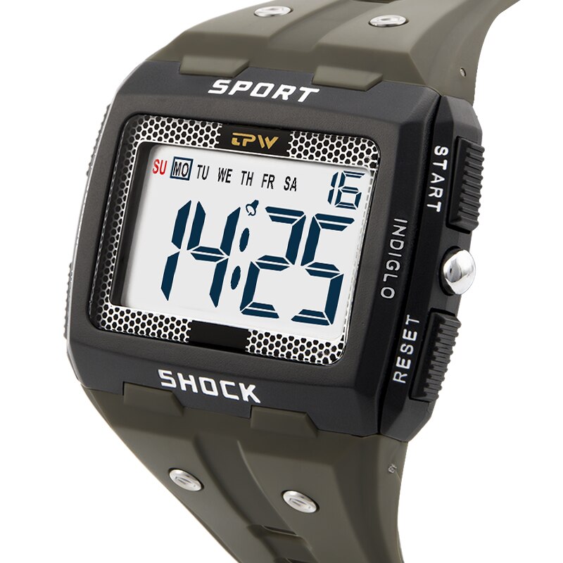 Men Sport Watch Multifunction Stopwatch Fitness Alarm Clock 5Bar Waterproof BackLight Square Digital Watches Relogio Masculino