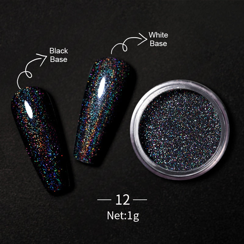 1 Box Hot Sale Holographics Nail Powders Laser Shiny Nail Glitters Dust Decorations For Nail Art Chrome Pigment DIY Accessories