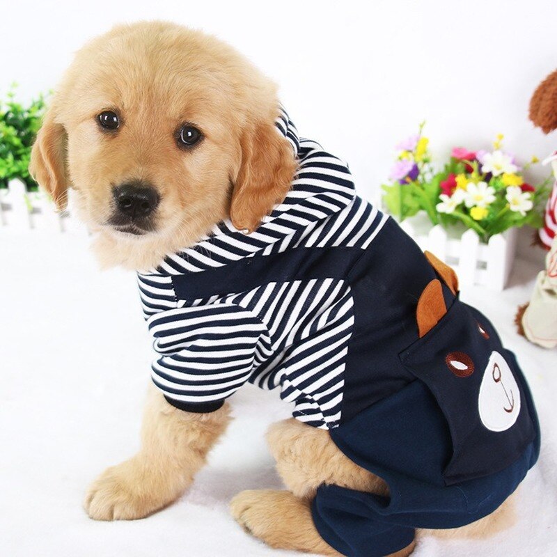 Fashion Striped Pet Dog Clothes for Dogs Coat Hoodie Sweatshirt Winter Ropa Perro Dog Clothing Cartoon Pets Clothing