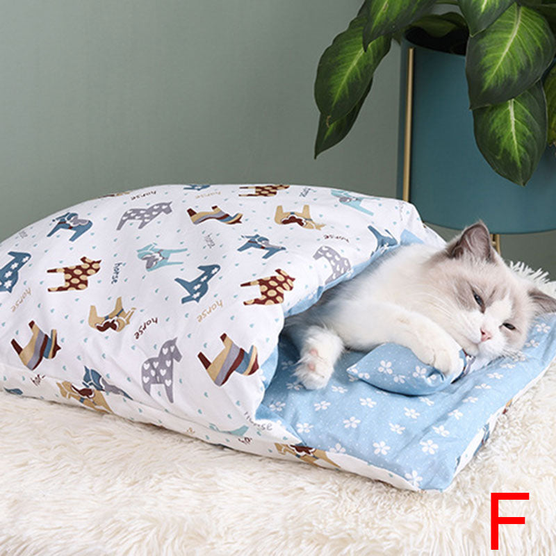Newest Warm Cat Sleeping Bag Removable Cat Bed Winter Warm Cat House Small Pet Bed