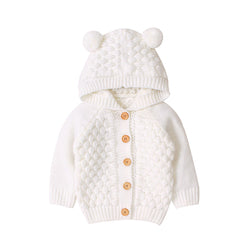 Children's Sweater Fur Ball Hooded Knitted Jacket