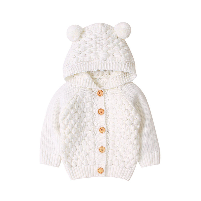 Children's Sweater Fur Ball Hooded Knitted Jacket