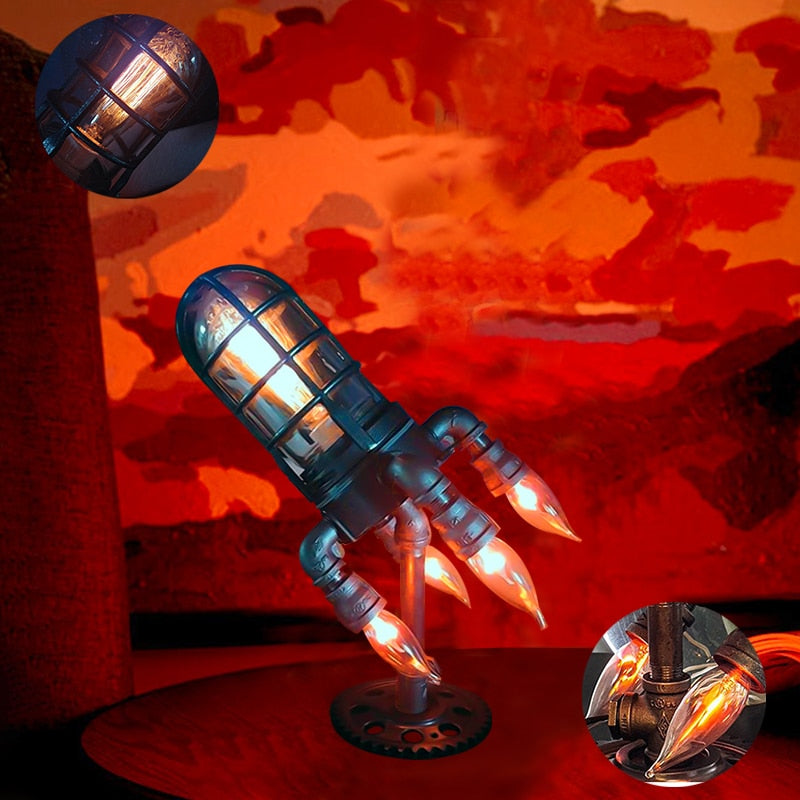 New Steampunk Rocket Lamp