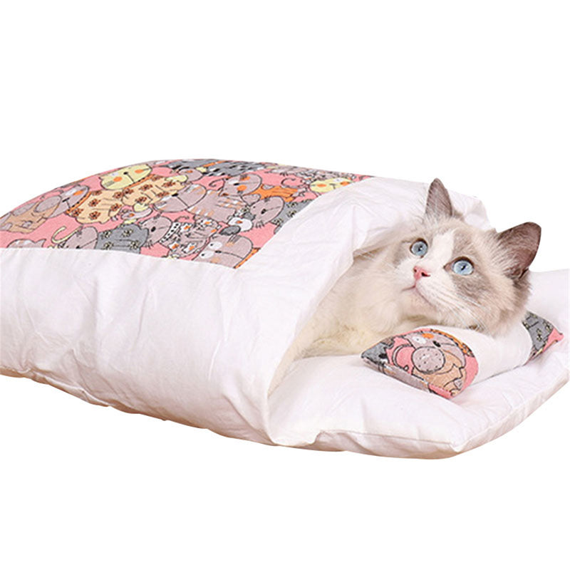 Newest Warm Cat Sleeping Bag Removable Cat Bed Winter Warm Cat House Small Pet Bed