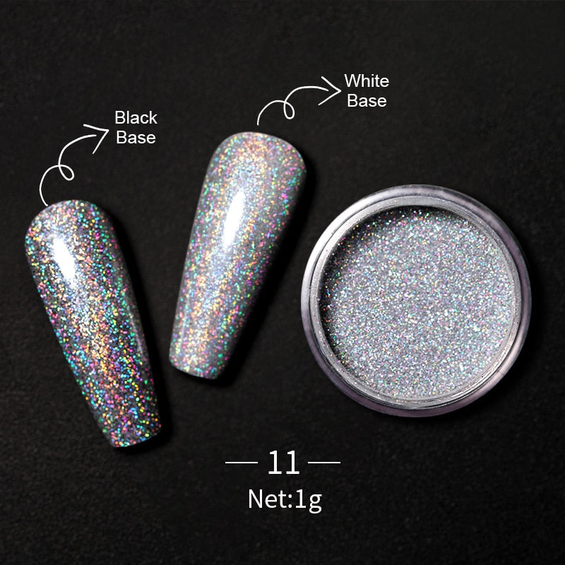 1 Box Hot Sale Holographics Nail Powders Laser Shiny Nail Glitters Dust Decorations For Nail Art Chrome Pigment DIY Accessories