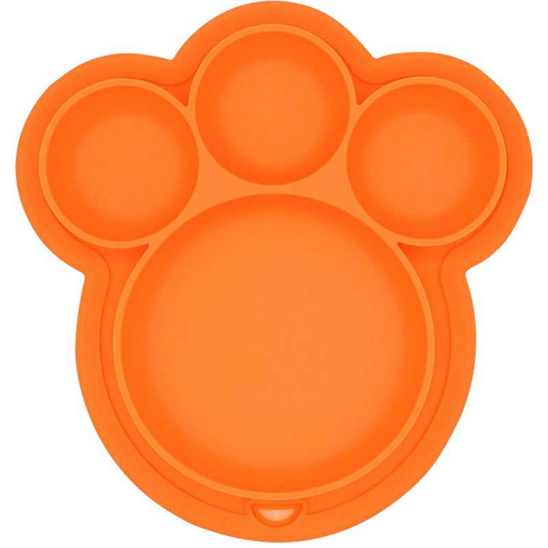 Kids Food-grade Silicone Home Dinner Dish Baby Plate Tableware Bear Paw Shape Children Training Cartoon Bowls Suction Toddler