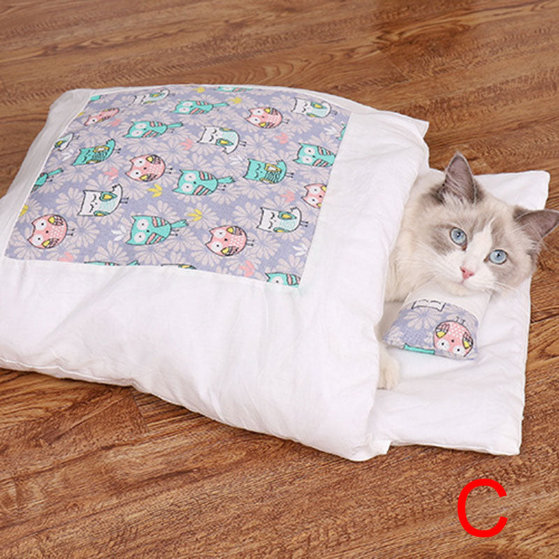 Newest Warm Cat Sleeping Bag Removable Cat Bed Winter Warm Cat House Small Pet Bed