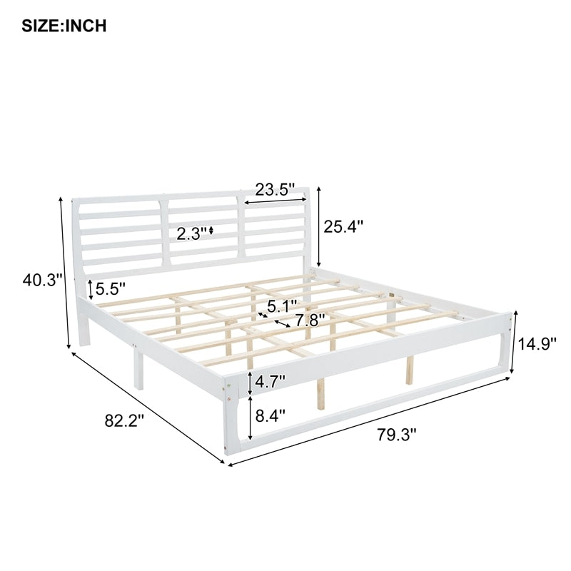 Wood Platform Bed With Headboard
