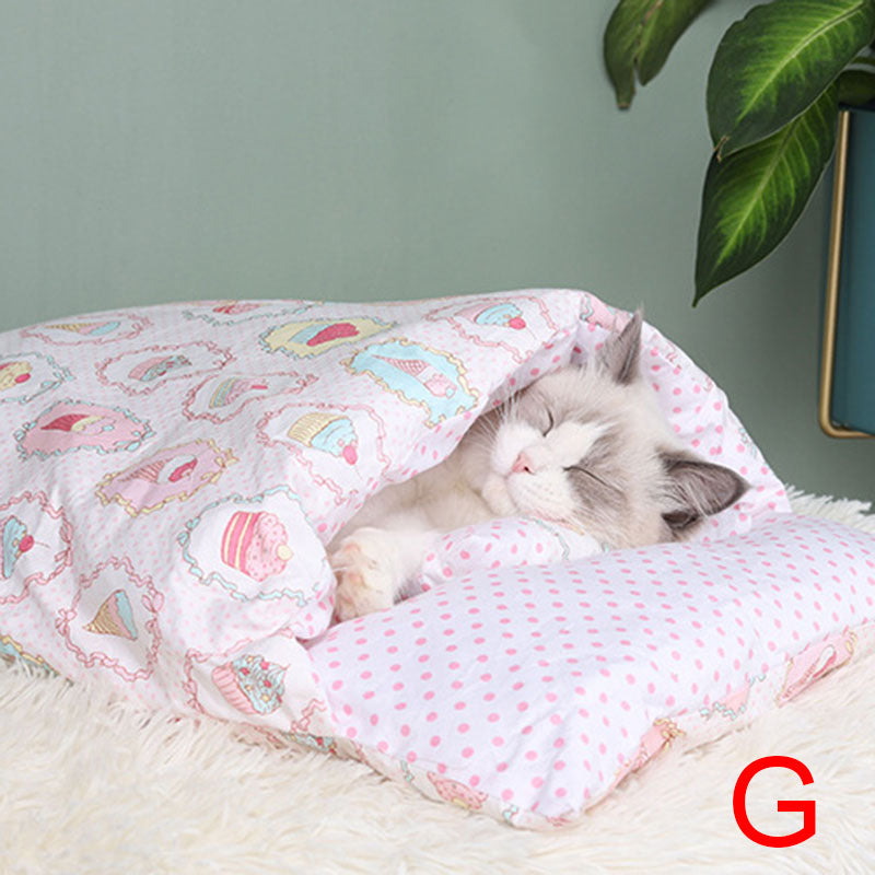 Newest Warm Cat Sleeping Bag Removable Cat Bed Winter Warm Cat House Small Pet Bed
