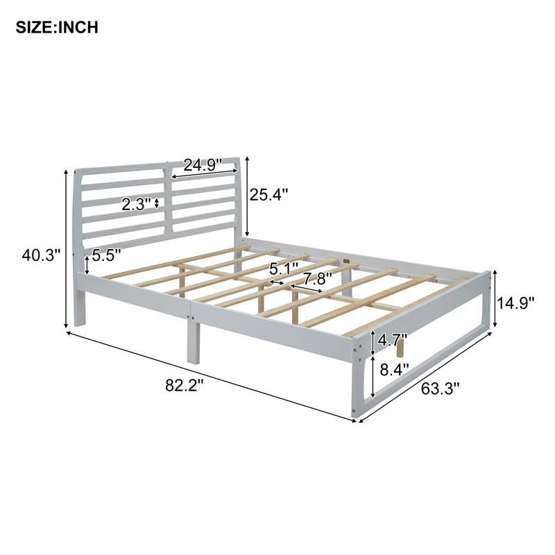 Wood Platform Bed With Headboard