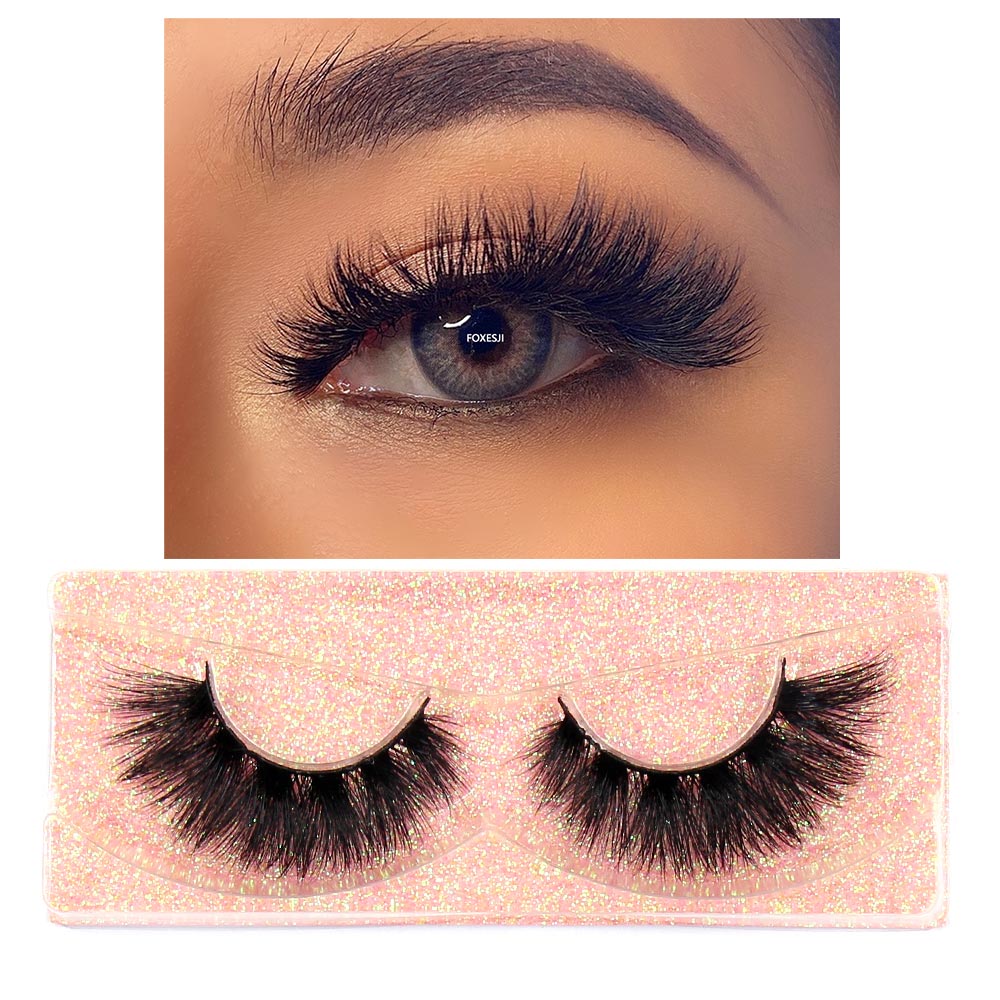 FOXESJI Mink Lashes Eyelashes Fluffy Natural Soft Cross False Eyelashes Eyelash Extension Volume 3D Mink Lashes Eyelashes Makeup