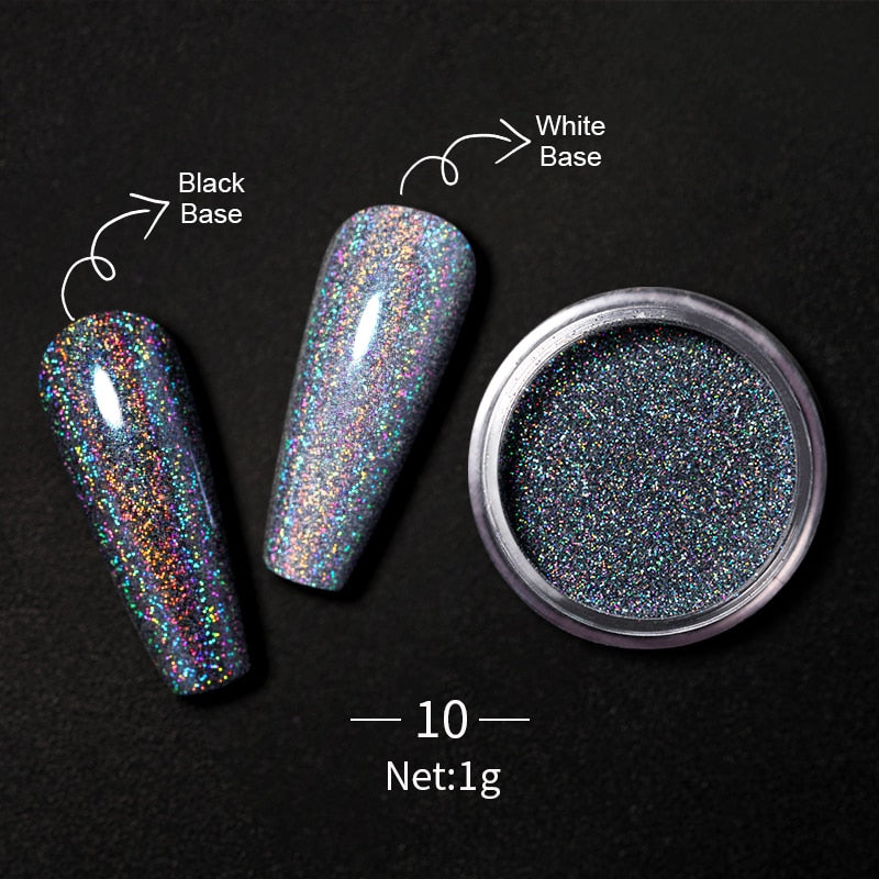 1 Box Hot Sale Holographics Nail Powders Laser Shiny Nail Glitters Dust Decorations For Nail Art Chrome Pigment DIY Accessories