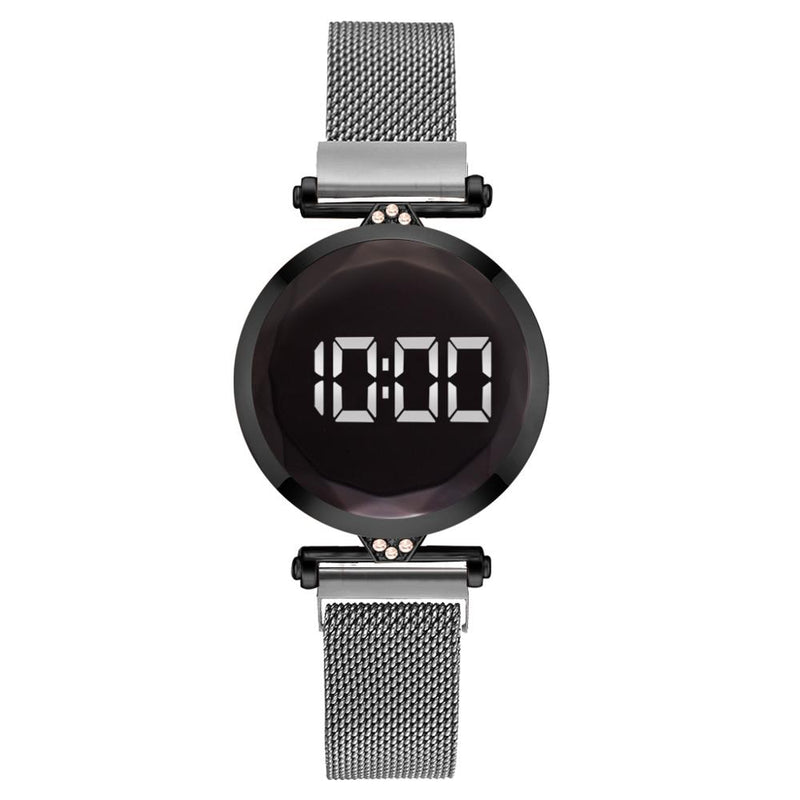 Luxury Digital Magnet Watches For Women Rose Gold Stainless Steel Dress LED Quartz Watch Female Clock Relogio Feminino Drop Ship