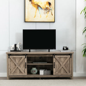 Wood TV Stand with Cabinets and Entertainment Center (Up to 65-inch TV)