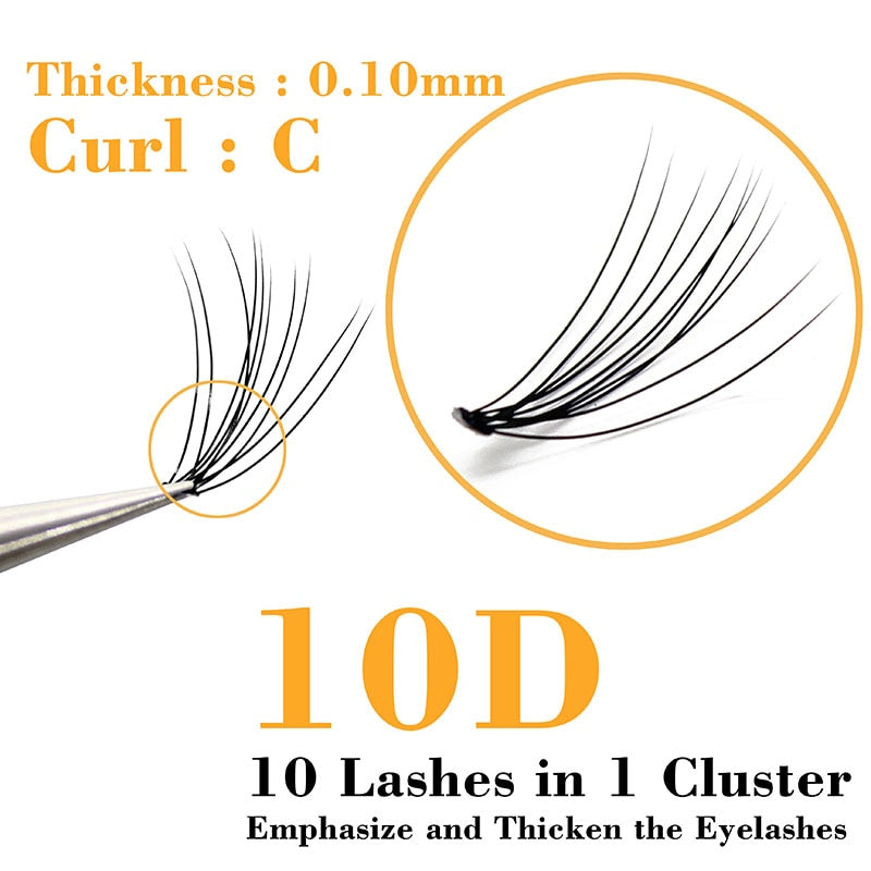 1box big capacity 60 bundles 6d 10D Eyelash Extensions 0.1mm Thickness true Mink Strip Eyelashes Individual Lashes Natural Style
