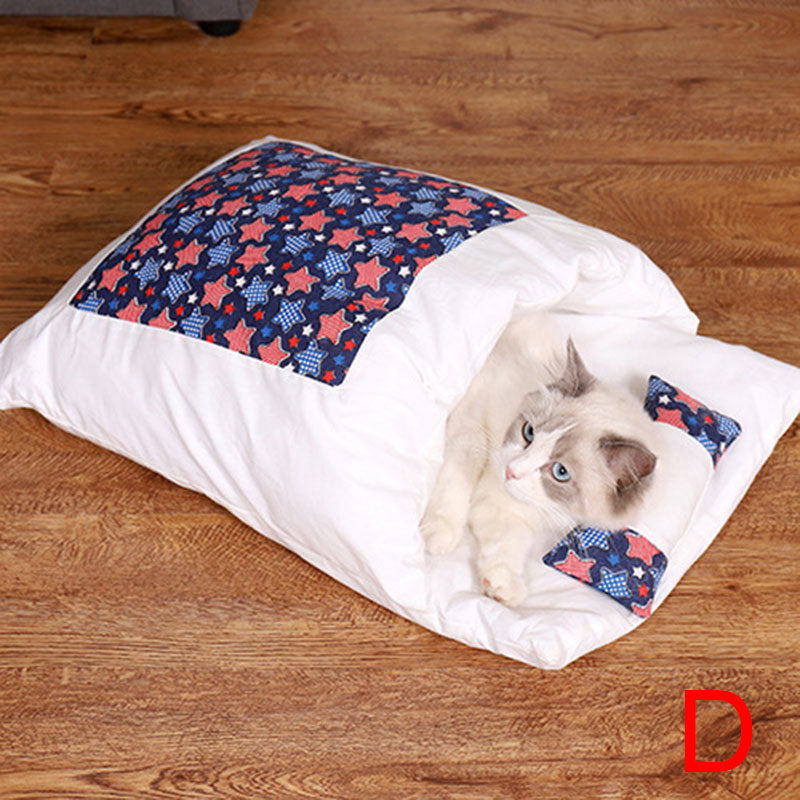Newest Warm Cat Sleeping Bag Removable Cat Bed Winter Warm Cat House Small Pet Bed