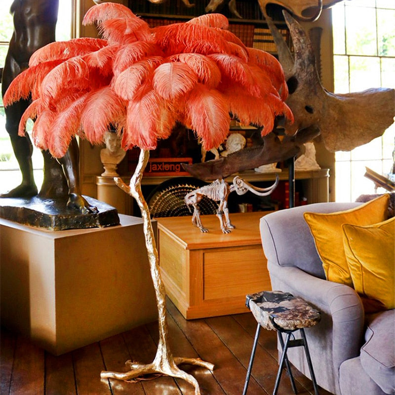 Modern Luxury Ostrich Feather LED Floor Lamp