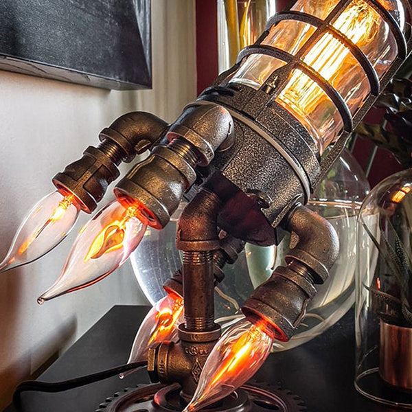 New Steampunk Rocket Lamp