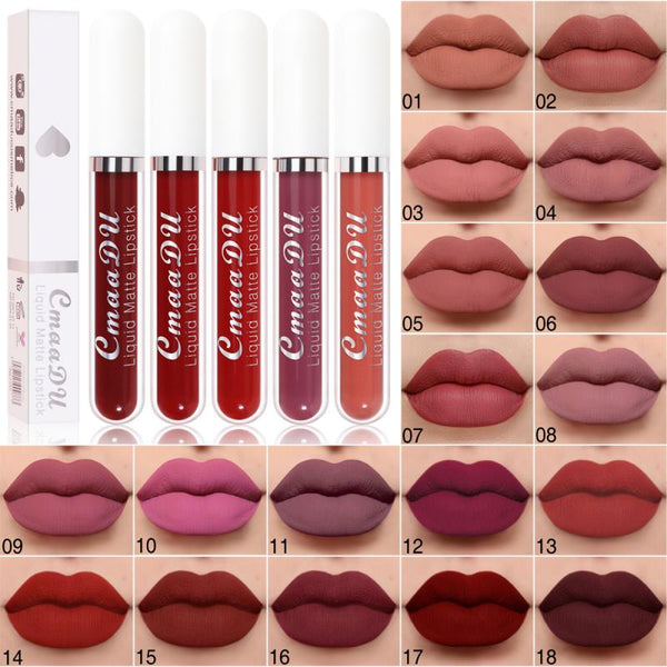 CmaaDu 18 Colors Long Lasting Lip Gloss Matte Velvet Liquid Lipstick Waterproof Moisturizing Lip Makeup Cosmetic TSLM1