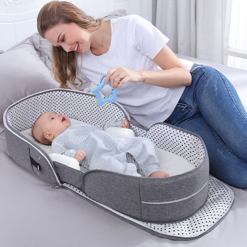 Baby Crib Multifunctional Folding Newborn Bed Toddler Bed Portable Sun Protection Mosquito Net Infant Camping Bed Travel Cot